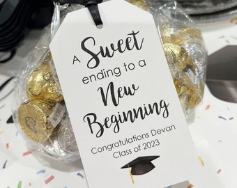 Graduation Tags Sweet Ending To a New Beginning Party Favor Tags Congrats Grad Personalized Party Favor Tags Class of 2023 - Set of 12 Tags