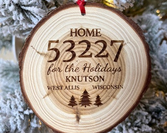 Realtor Corporate Logo Ornaments Promotional Logo Branded Engraved Wood Slice Christmas Ornament Personalized Client Gifts Employee Gifts