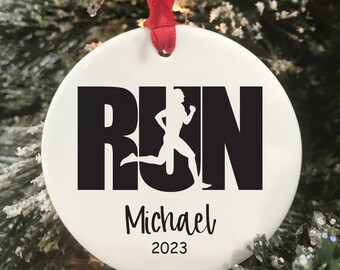 Running Ornament Man Gift for Runners Cross Country Gift 2023 Running Ornament Marathon Ornament Run Ornament Christmas Keepsake