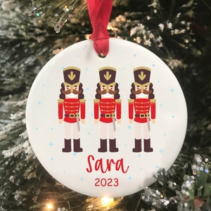 Nutcracker Christmas Personalized Name Ornament Personalized Kids Christmas Gift Ceramic Ornament 2023  Keepsake Ornament