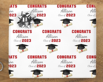 Graduation Wrapping Paper Class of 2024 Personalized Graduation Gift Wrap Sheets Unique Graduate Gift Custom Wrapping Paper Graduation