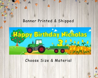 Farm Tractor Birthday Party Banner John Deere Tractor Birthday Party Banner Personalized Banner Printed and Shipped