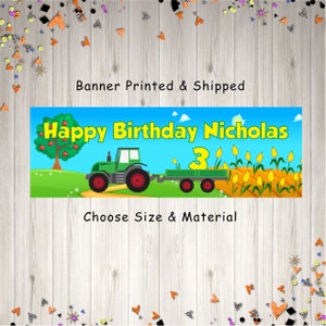 Green Tractor Farm Birthday Party Banner John Deere Tractor Birthday Party Banner Personalized Banner Printed and Shipped
