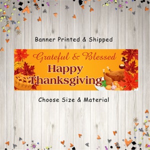 Happy Thanksgiving Banner Decoration Thanksgiving Turkey Dinner Banner Personalized Fall Harvest Thanksgiving Sign - Printed and Shipped
