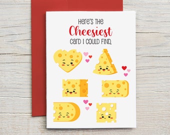 Valentine Card Funny Valentine Card, Pun Valentine Card Cheesiest Card Cheesy Kids Valentine Card for Him or Her - Printed and Shipped
