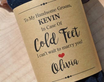Wedding Cold Feet Sock Wrap, In Case of Cold Feet Label, Groom Gift, Wedding Day Gift, Gift From Bride, **PRINTED & SHIPPED**