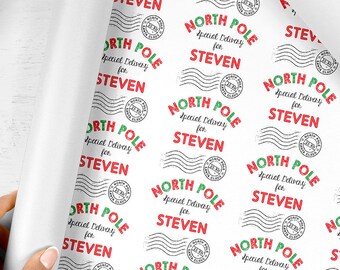 Santa Wrapping Paper Personalized Name, From Santa Claus Gift Wrap Personalized Christmas Gift Wrap, Gift Wrap Sheets Holiday Wrapping Paper
