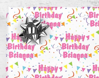 Birthday Name Gift Wrap, Personalized Name Wrapping Paper, Gift Wrap Sheets, Happy Birthday Wrapping Paper, Unique Gift Wrap
