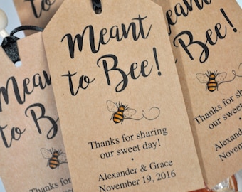 Meant To Bee Wedding Favor Tags, Bridal Shower Favor Tags, Rustic Wedding Favors, Bumble Bee Favors, Personalized Wedding - Set of 12 Tags