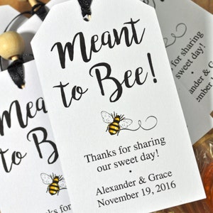 Meant To Bee Wedding Favor Tags, Bridal Shower Favor Tags, Thank You Tags, Bumble Bee Party Favors, Personalized Wedding Set of 12 Tags image 2