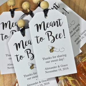 Meant To Bee Wedding Favor Tags, Bridal Shower Favor Tags, Thank You Tags, Bumble Bee Party Favors, Personalized Wedding Set of 12 Tags image 1
