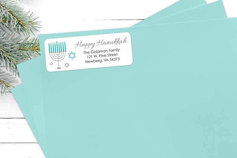 Menorah Address Stickers Set of 60 Hanukkah Address Labels Hanukkah Chanukah Return Address Labels Menorah Labels Envelope Seals
