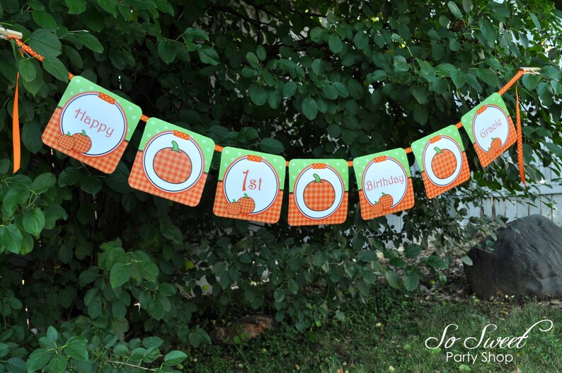 Pumpkin 1st Birthday MINI Banner Halloween Birthday Party Decorations Little Pumpkin