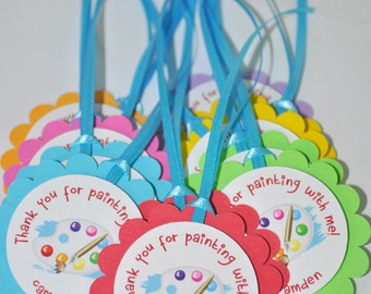 Artist Birthday Party Favor Tags - Thank You Party Favors - Art Painting Party Thank You Tags - Paint Birthday Party Decorations - Set of 12