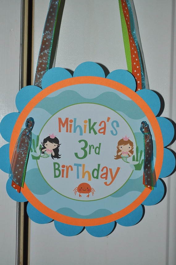 Under The Sea Birthday Door Sign - Pool Party Birthday Decorations - Party Sign - Mermaids and Sea Creatures Party Il_570xn