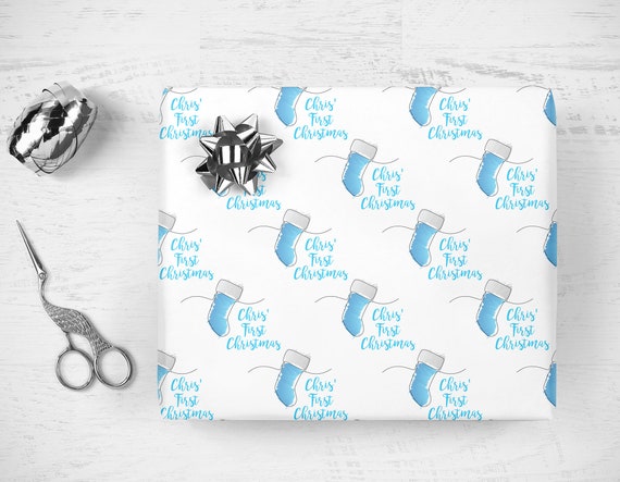 baby boy first christmas wrapping paper
