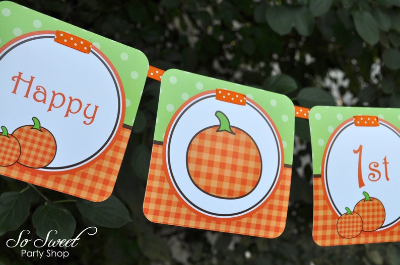 Pumpkin 1st Birthday MINI Banner Halloween Birthday Party Decorations Little Pumpkin