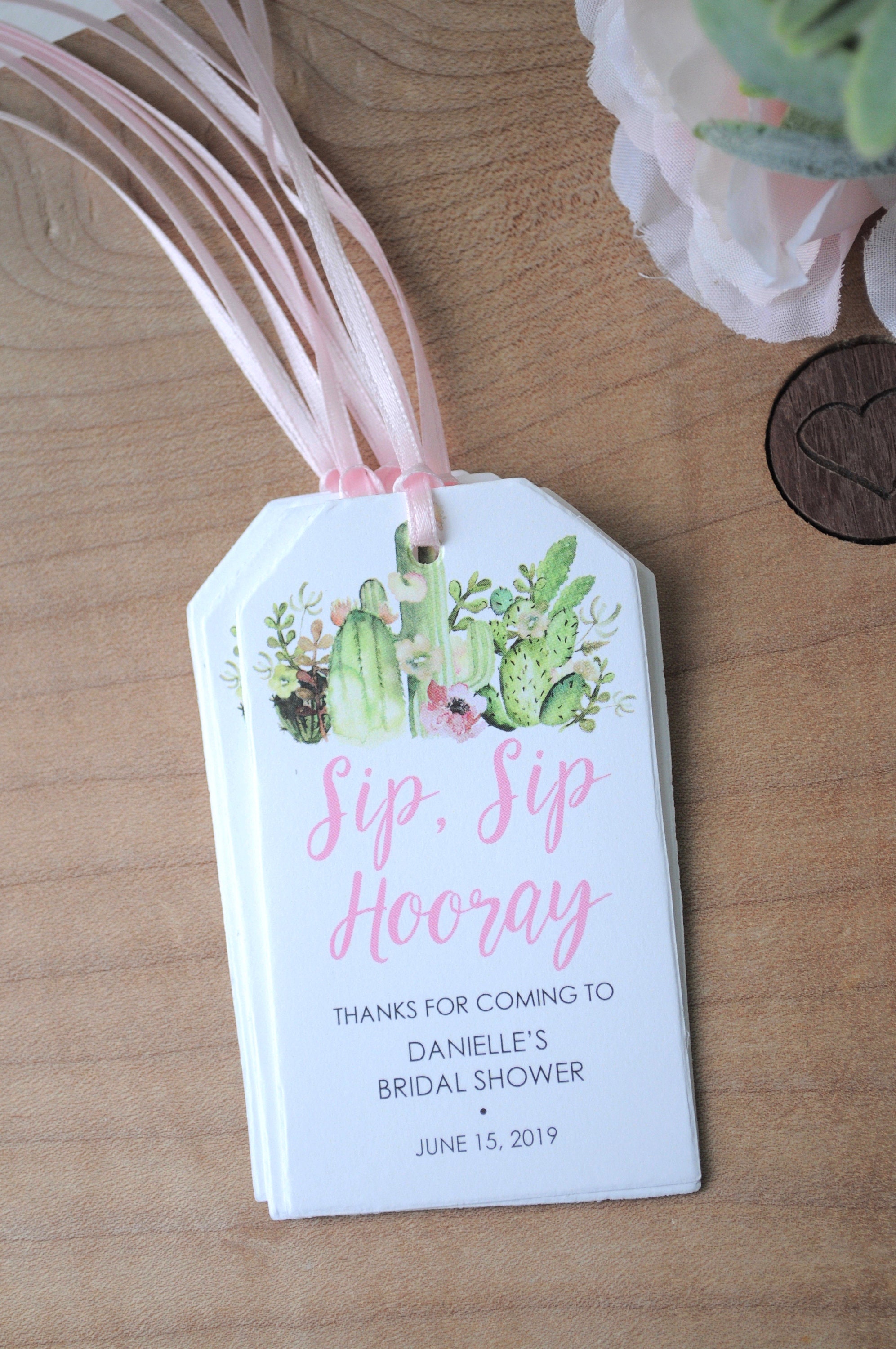 Cactus Bridal Shower Favors Tags for Mini Wine Bottles, Wedding Favors ...