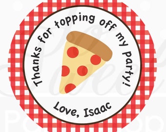 Pizza Party Birthday, Favor Stickers, Party Favors, Pizza Birthday, Treat Bag Stickers, Birthday Sticker, Kids Party Decorations - Set of 24