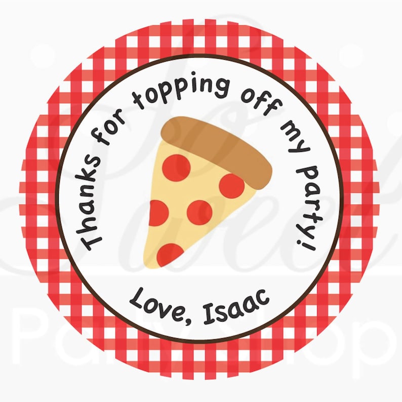 Pizza Party Birthday, Favor Stickers, Party Favors, Pizza Birthday, Treat Bag Stickers, Birthday Sticker, Kids Party Decorations Set of 24 image 1