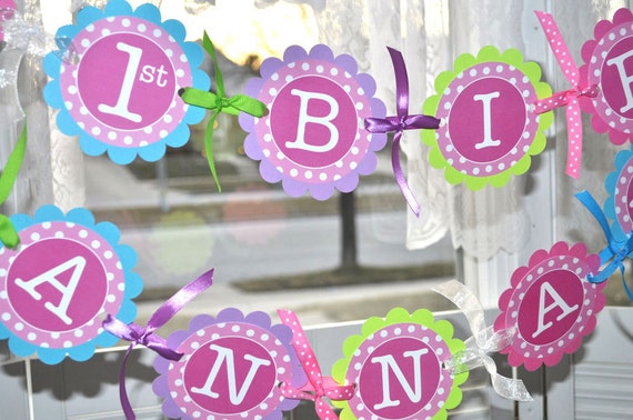 1st Birthday Banner Girls Birthday Party Decorations Party Etsy