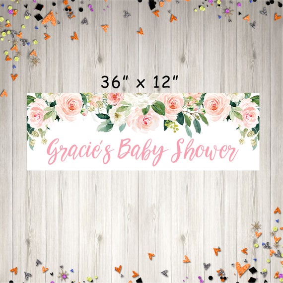 Baby Shower Banner, Girl Baby Shower Banner, It's A Girl Baby Shower Banner, Girls Baby Shower Blush Floral Decorations, Printed & Shipped Il_570xn