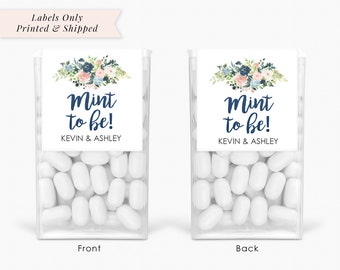 Wedding Favors Tic Tac Labels Mint To Be Navy Blue Floral Wedding Favors, Bridal Shower Favor Engagement Party Favor - Set of 24 Labels