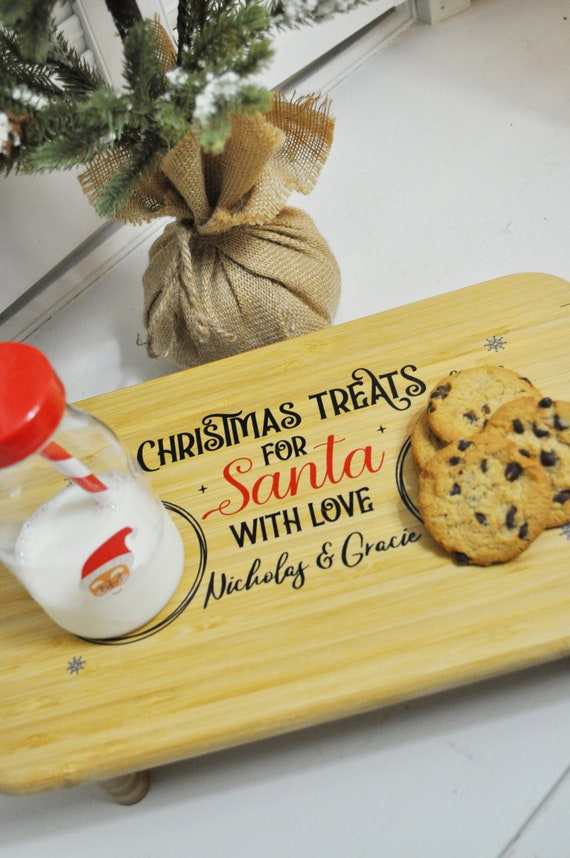 Personalized Cookies and Milk for Santa Wood Tray, Custom Cookies for Santa Board, Christmas Eve Tray, Family Gift, Christmas Traditions Il_570xn