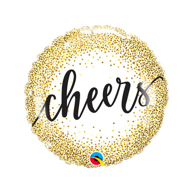 Cheers Gold Polkadot Balloon 18 Foil Mylar Balloon, Retirement Party, Bridal Shower, Congratulations, Graduation, New Years Eve, Birthday image 1