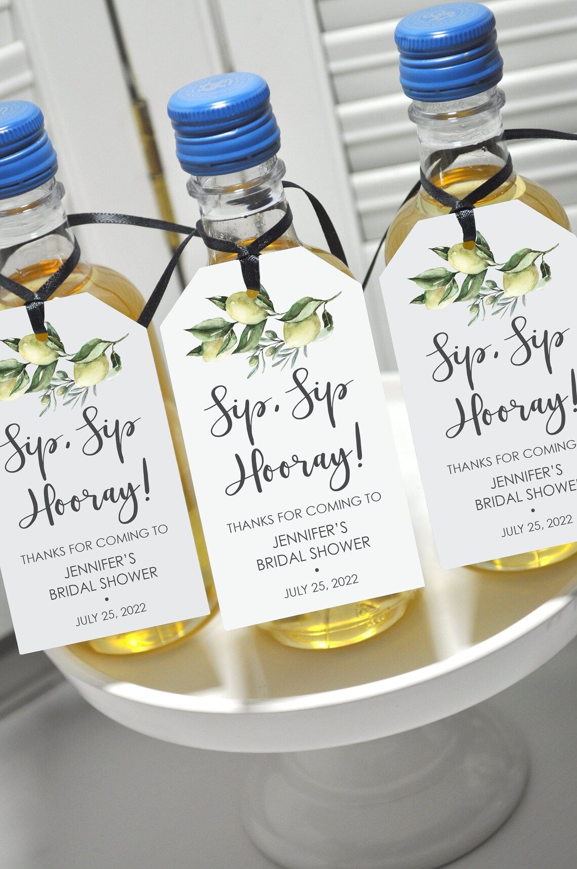 Bridal Shower Favor Tags for Mini Wine Bottles Lemon Citrus Etsy