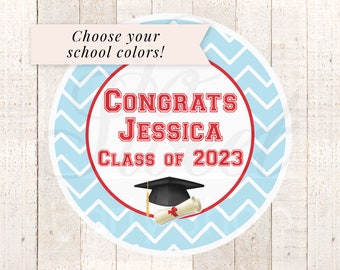Graduation Party Favors Stickers, Class of 2024 Congrats Grad, Personalized Party Favors Treat Labels Goodie Bag Stickers - Set of 24 Labels