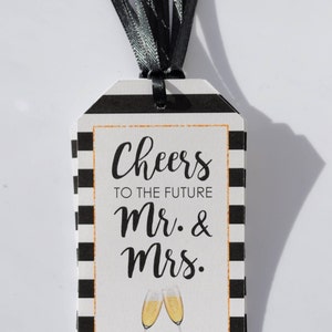 Wedding Favors, Bridal Shower Favors, Champagne Tags, Mini Wine Bottle Favor Tags, Thank You Tags, Cheers to the Future Mr & Mrs Set of 12 image 5