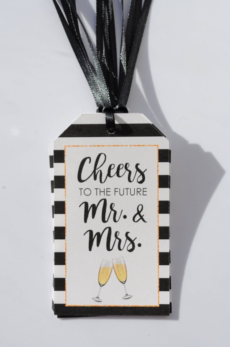 Wedding Favors, Bridal Shower Favors, Champagne Tags, Mini Wine Bottle Favor Tags, Thank You Tags, Cheers to the Future Mr & Mrs Set of 12 image 5