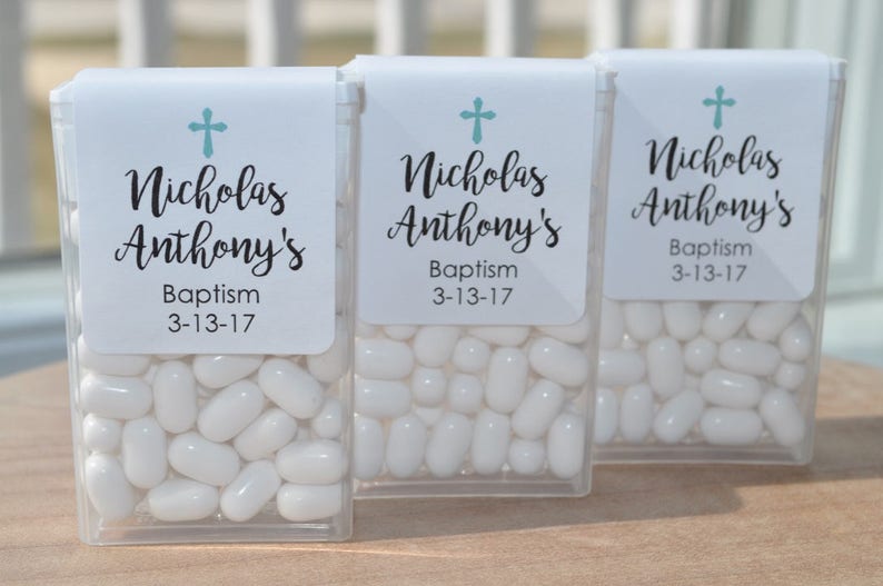 Baptism Party Favors, Tic Tac Labels Mint Favors, Mint Favors, Cross Girls Baptism, Personalized Party Favors Set of 24 Labels image 5