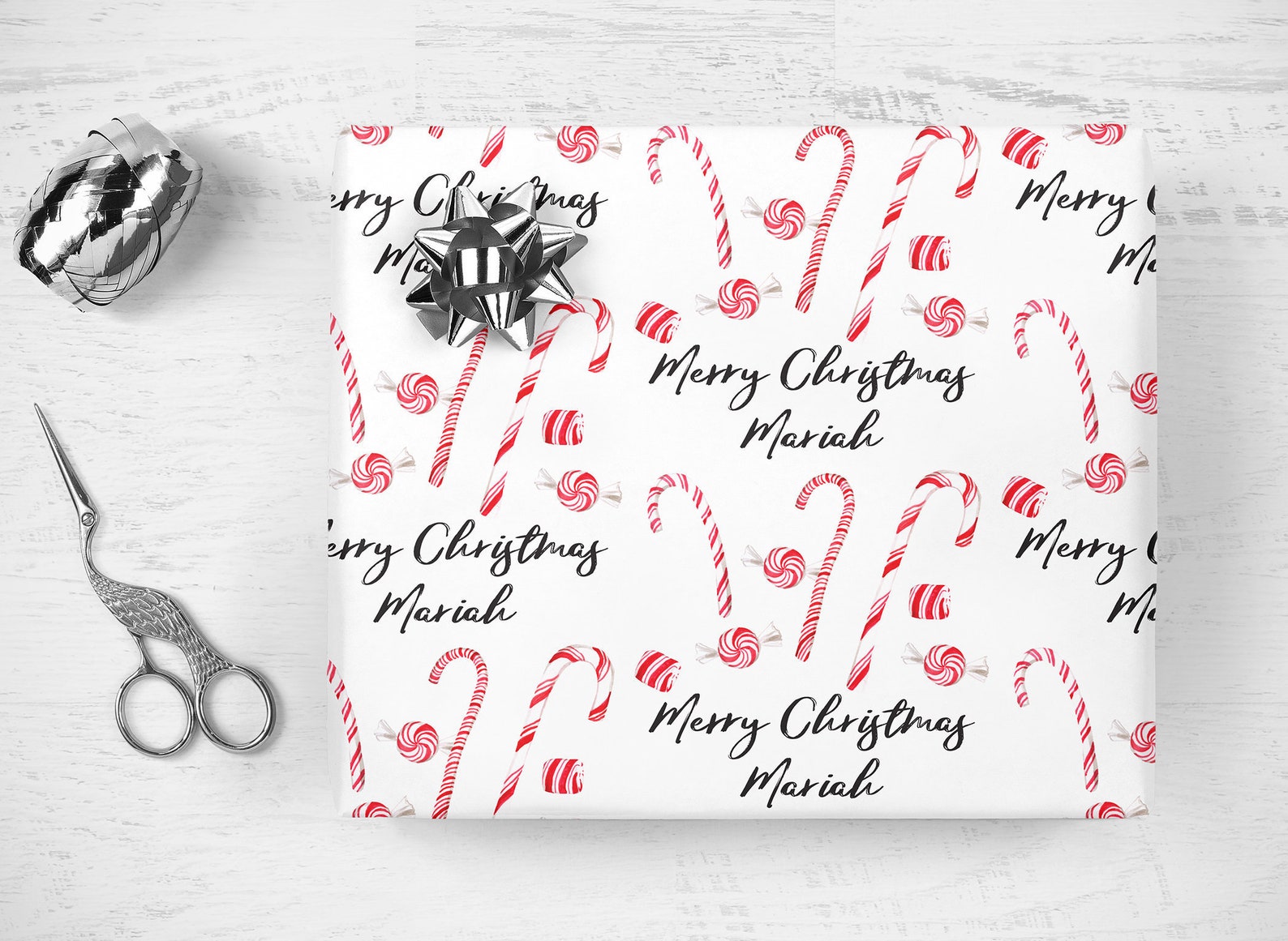 Personalized Name Christmas Wrapping Paper Merry Christmas Etsy