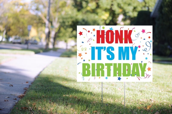 Kumfie House Happy Birthday Yard Sign HONK IT/’S My Birthday Banner Outdoor Lawn Sign Flag Hanging Flags Decorations for Kids 11.8 x 16.9 in Yellow
