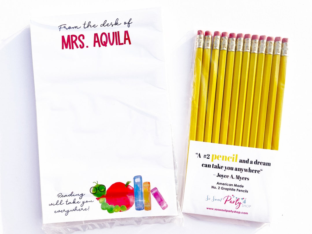 Teacher Notepad Pencil Gift Set Back to School Pencils Kids Teacher ...