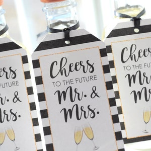 Wedding Favors, Bridal Shower Favors, Champagne Tags, Mini Wine Bottle Favor Tags, Thank You Tags, Cheers to the Future Mr & Mrs Set of 12 image 3