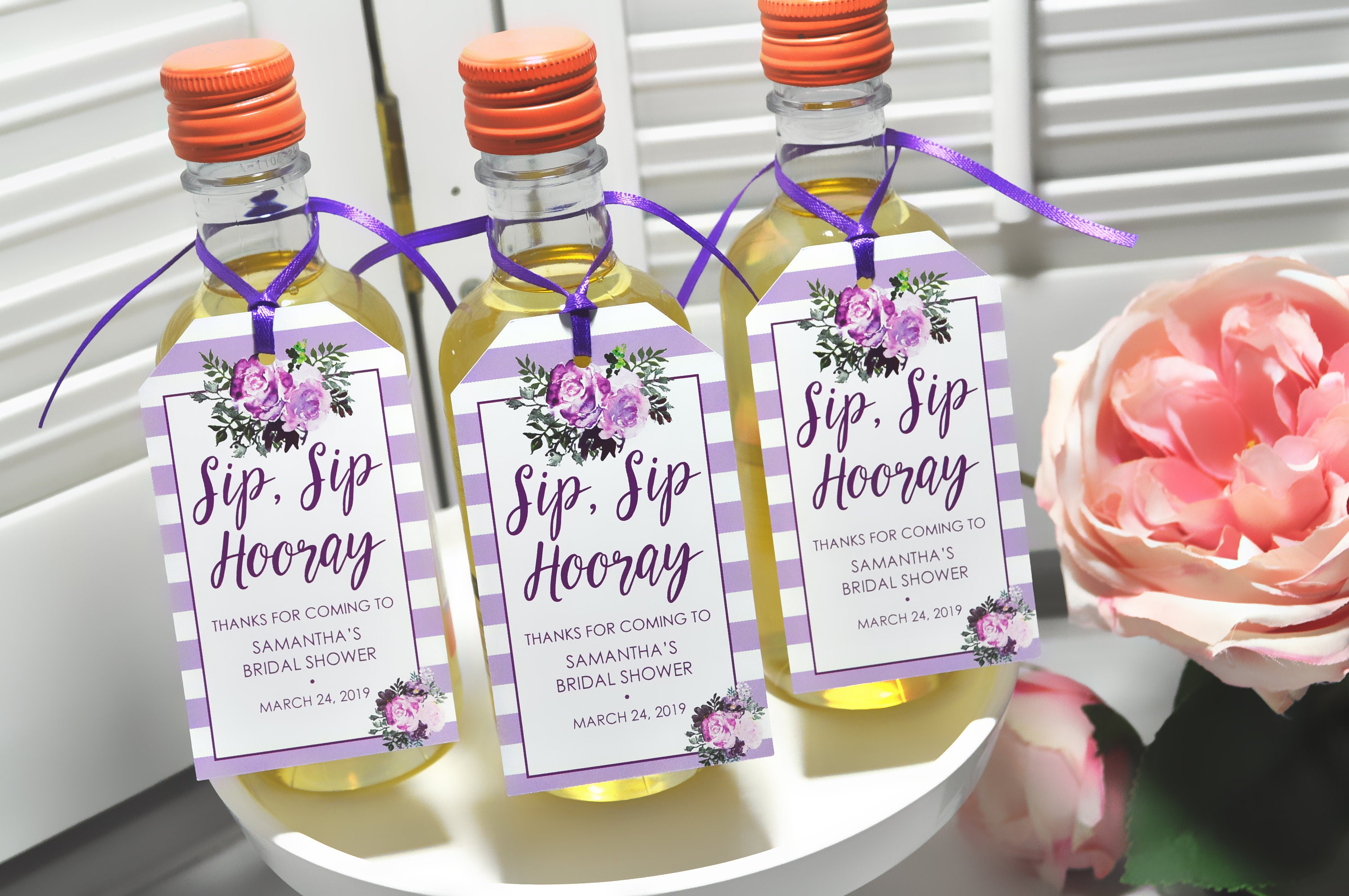 Bridal Shower Favor Tags for Mini Wine Bottles Wedding Etsy