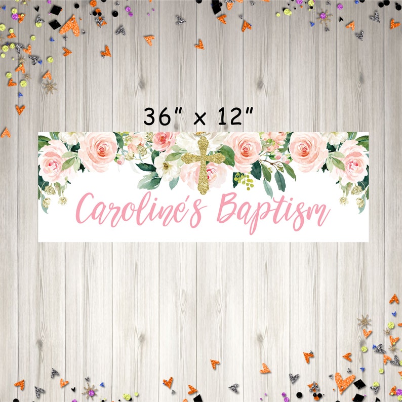 Baptism Banner Girl First Holy Communion Banner Baby Etsy