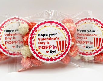 Valentines Day Popcorn Bags with Personalized Stickers Poppin Valentines Day School Kids Classroom Valentine's Day Party Exchange