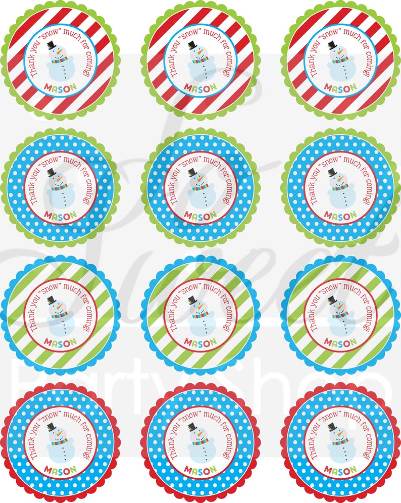 Snowman Birthday Favor Sticker Labels Winter Onederland Birthday Party Decorations Christmas Party Stickers Set of 24 image 2