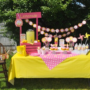 Lemonade and Sunshine Water Bottle Labels, Birthday Party Drink Labels ...