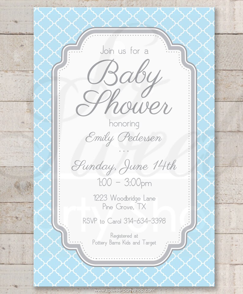 Baby Shower Favor Sticker Labels Blue and Gray Baby Shower Etsy