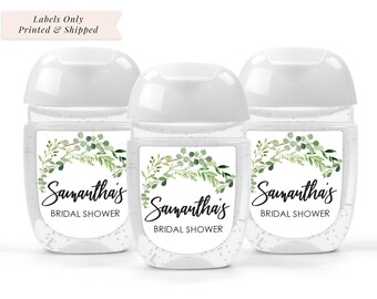 Bridal Shower Sanitizer Labels Greenery Leaf Wedding Favor   Bachelorette Party Hand Sanitizer Labels - Set of 30 Labels