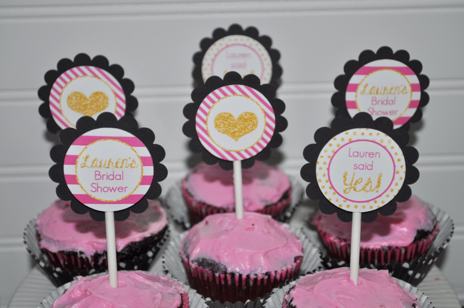 Bridal Shower Cupcake Toppers Wedding Party Decorations Etsy