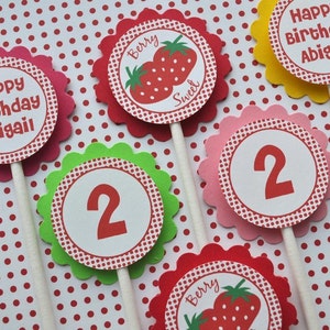 Strawberry Birthday Water Bottle Labels Personalized Berry Sweet Birthday Party Girls Birthday Party Decorations Set of 10 image 4