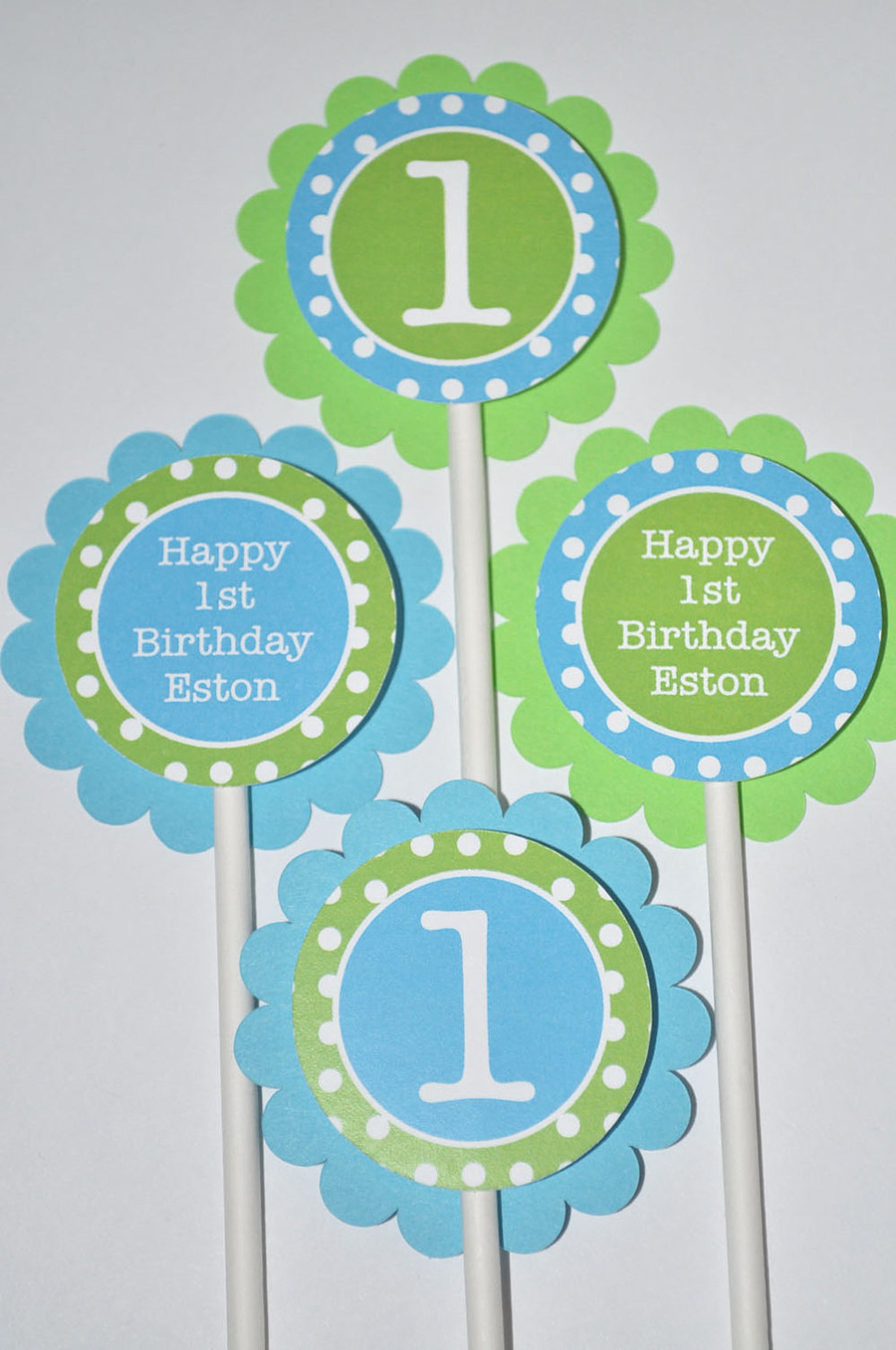 Boys 1st Birthday Cupcake Toppers Boys Birthday Party Etsy