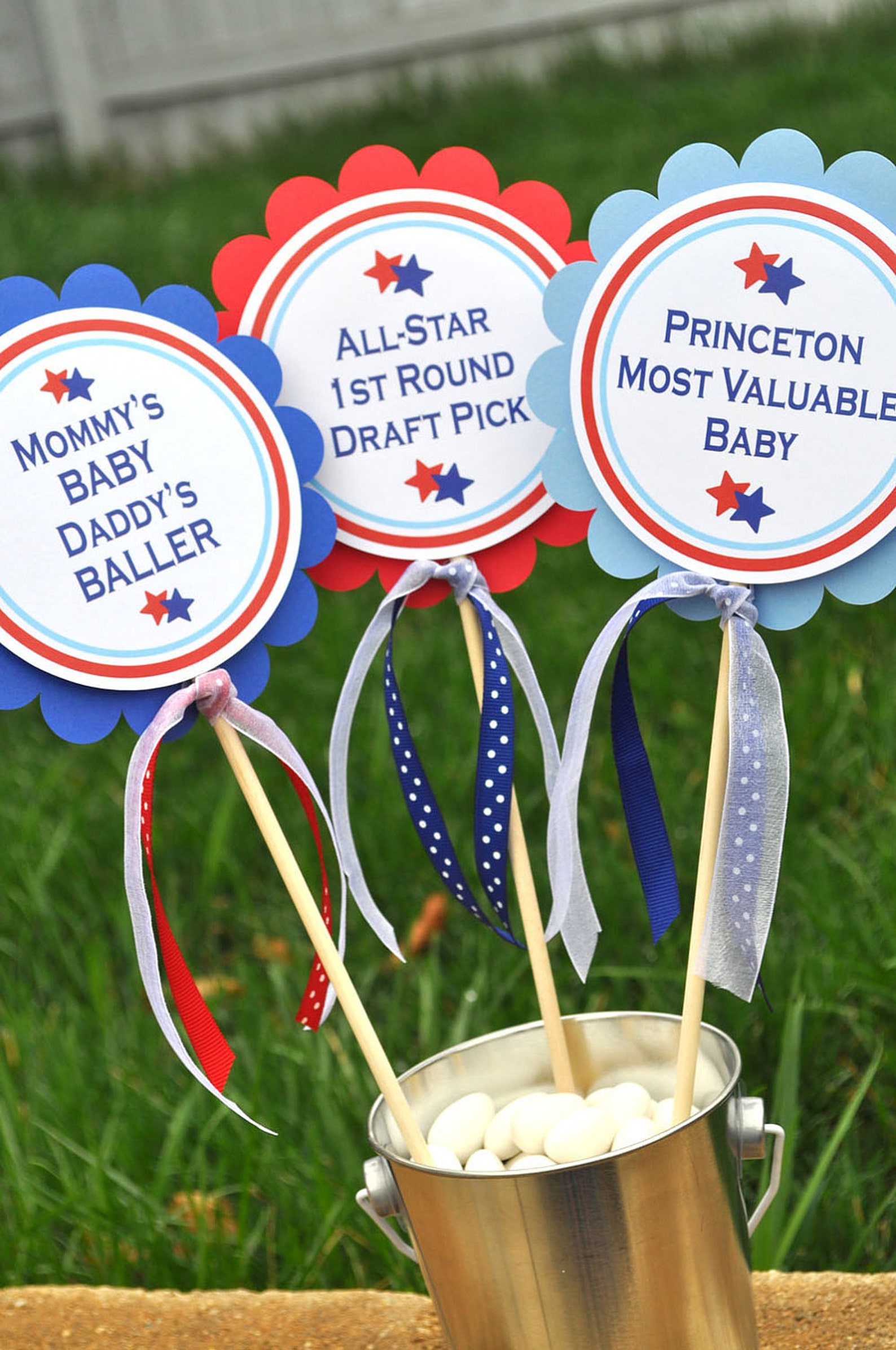 3 Centerpiece Sticks Boys Baby Shower or Birthday Sports Etsy