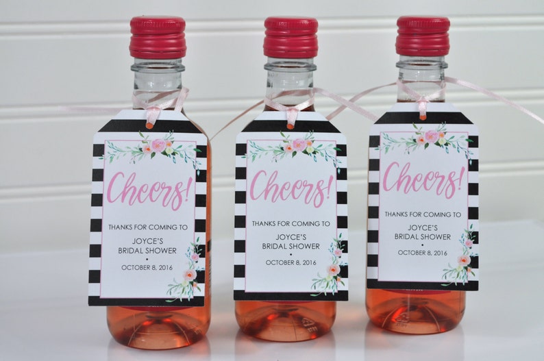 Bridal Shower Favor Tags Mini Wine Bottles Cheers Etsy